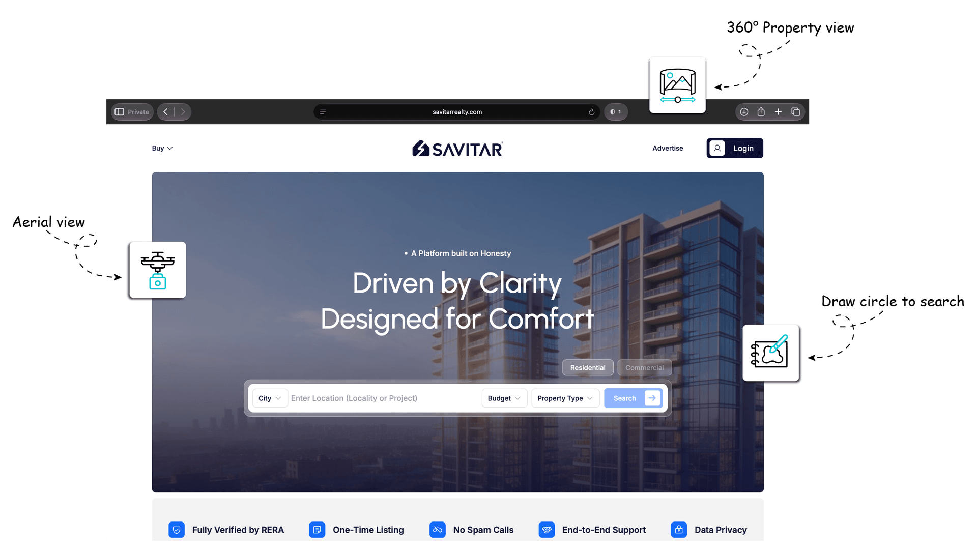 Savitar Realty Portal Main Page Mockup